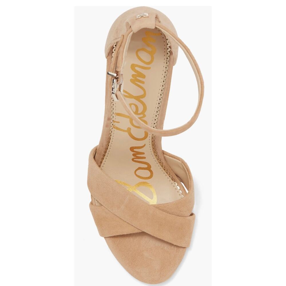 Sam Edelman Golden Caramel Suede Yancy Block Heel Sandal 10 M New - Picture 3 of 13